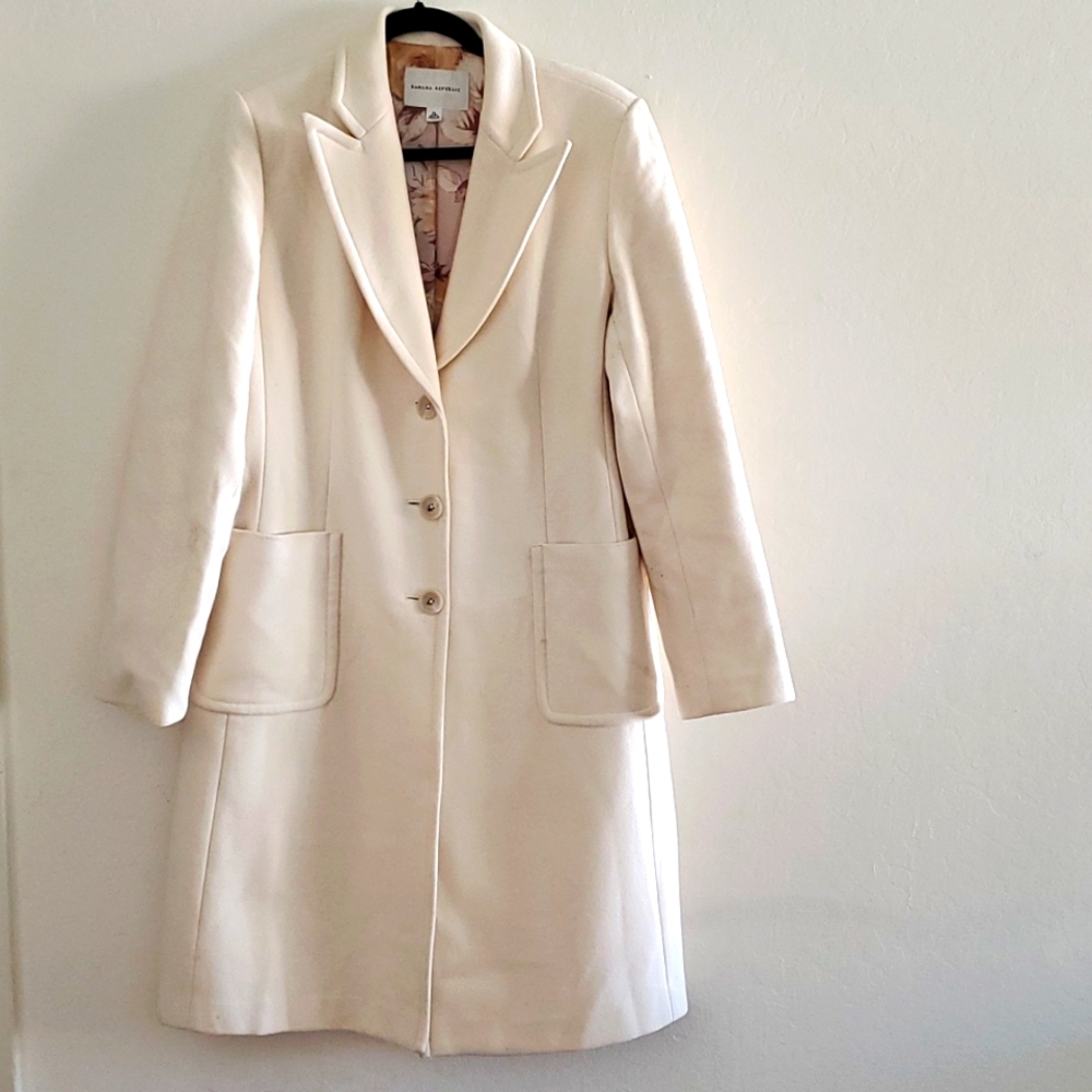 Banana Republic Cream Wool Pea Coat, XL